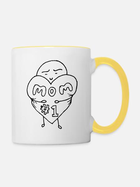 Nummer 1 Mutter - Tasse zweifarbig - Weiß/Gelb