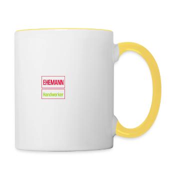 Ehemann Papa Handwerker - Tasse zweifarbig - Weiß/Gelb - Rechts