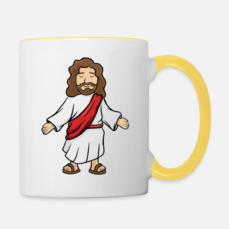 Jesus - Tasse zweifarbig - Weiß/Gelb