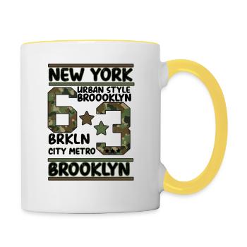 Newyork Brooklyn - Contrasting Mug - white/yellow - Right