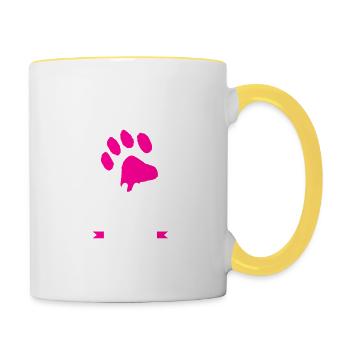 Die mit dem Hund geht - Tasse zweifarbig - Weiß/Gelb - Rechts