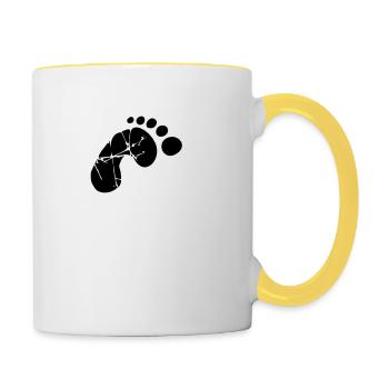 Weiße Baby Hälfte - Tasse zweifarbig - Weiß/Gelb - Rechts