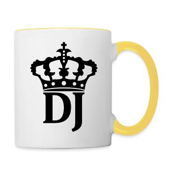 DJ crown logo - Contrasting Mug - white/yellow - Right