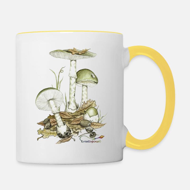 Champignon mort vert - Mug contrasté - blanc/jaune