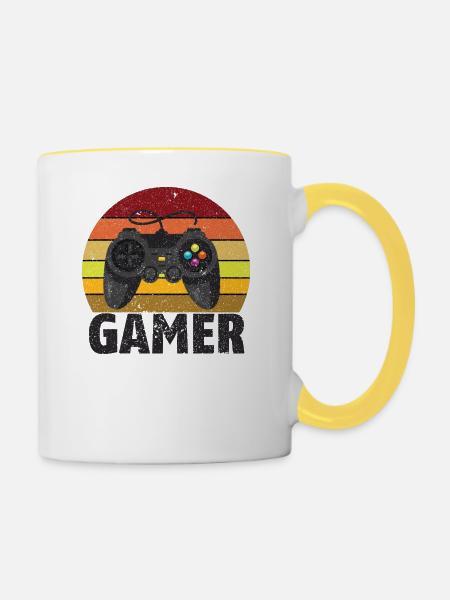 Spieler - Tasse zweifarbig - Weiß/Gelb