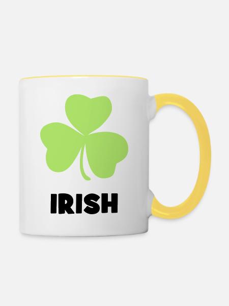 Irland - Irisch - Tasse zweifarbig - Weiß/Gelb