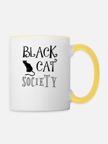Gesellschaft der schwarzen Katze - Tasse zweifarbig - Weiß/Gelb