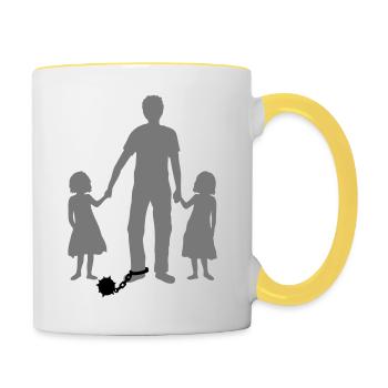 Père en captivité filles - Mug contrasté - blanc/jaune - Droite