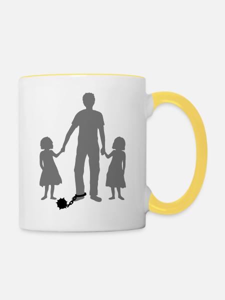 Töchter Gefangener Vater - Tasse zweifarbig - Weiß/Gelb