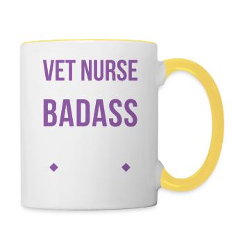 Badass Vet Nurse Professions Veterinary T shirt - Contrasting Mug - white/yellow - Right