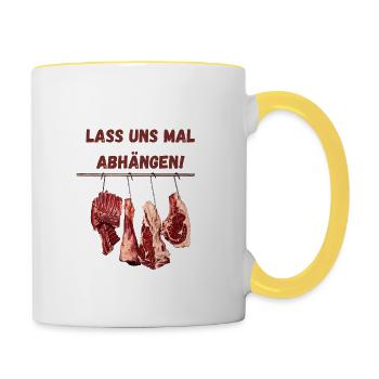 Lass uns mal abhängen - Tasse zweifarbig - Weiß/Gelb - Rechts