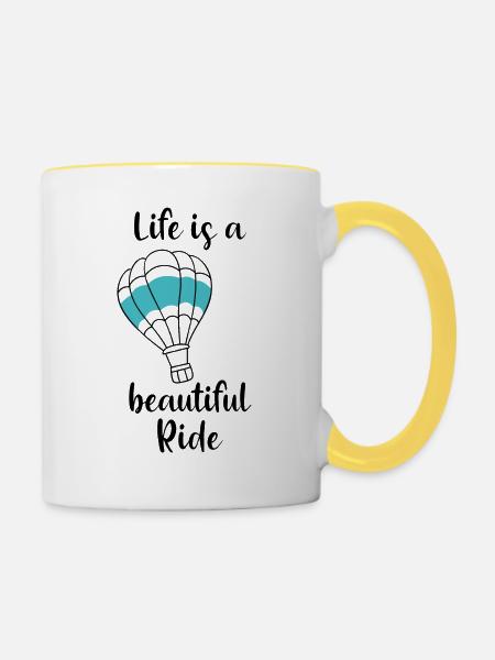 Heißluftballon Ballon fliegen - Tasse zweifarbig - Weiß/Gelb