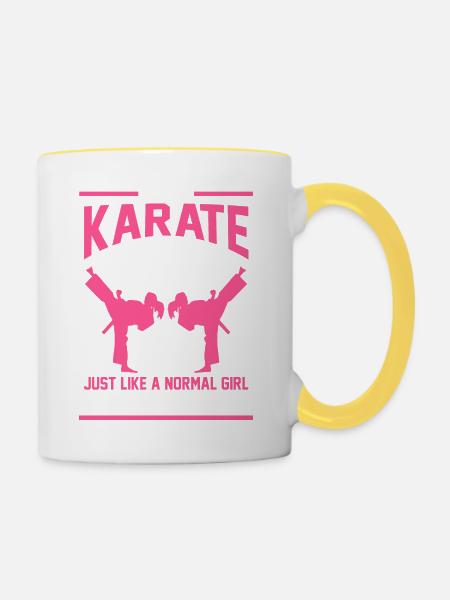 Karate Mädchen Geschenk - Tasse zweifarbig - Weiß/Gelb