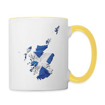 Scotland flag in Scotland map - Contrasting Mug - white/yellow - Right