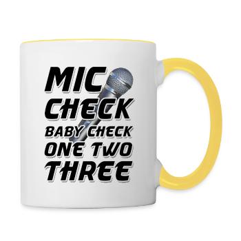 Mic Check Baby Check One Deux Trois - Mug contrasté - blanc/jaune - Droite