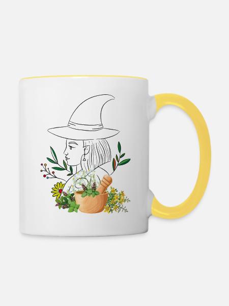 Kräuterhexer - Tasse zweifarbig - Weiß/Gelb