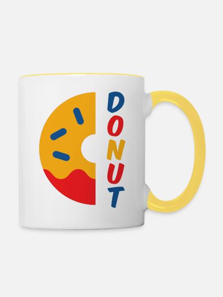Donut - Tasse zweifarbig - Weiß/Gelb