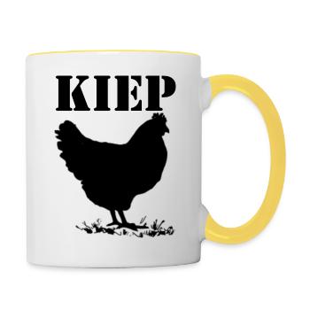 tipping, chicken, Brabant dialect - Contrasting Mug - white/yellow - Right