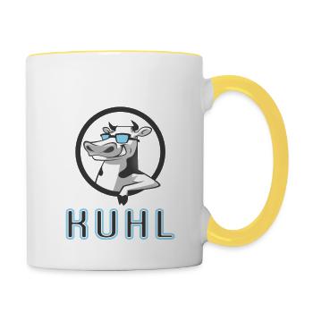 Ich bin so cool. Kuhl, Kuh - Tasse zweifarbig - Weiß/Gelb - Rechts