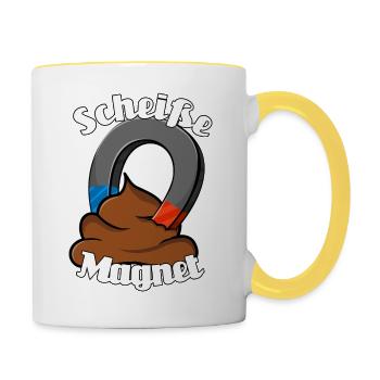 Scheißemagnet - Tasse zweifarbig - Weiß/Gelb - Rechts