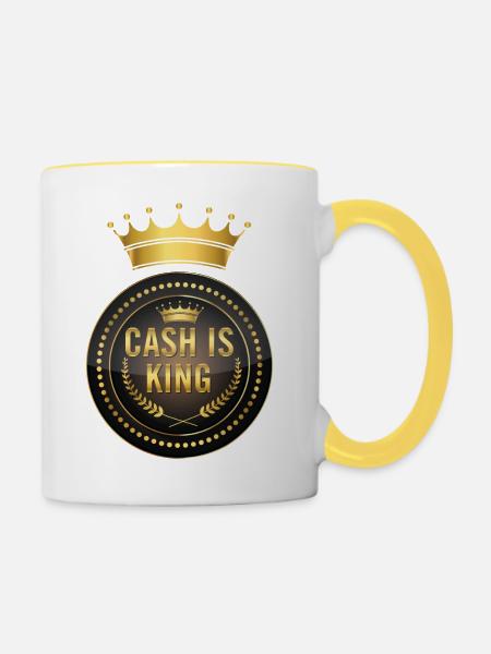 Bargeld ist König - Tasse zweifarbig - Weiß/Gelb