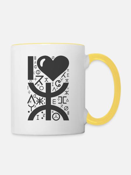 LOVE AMAZIGH - Tasse zweifarbig - Weiß/Gelb