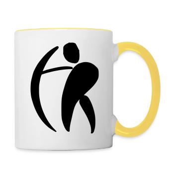 Abstrakter Bogenschütze - Tasse zweifarbig - Weiß/Gelb - Rechts