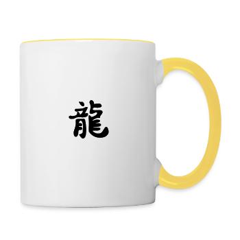 Chinesisches Zeichen Dragon - Tasse zweifarbig - Weiß/Gelb - Rechts
