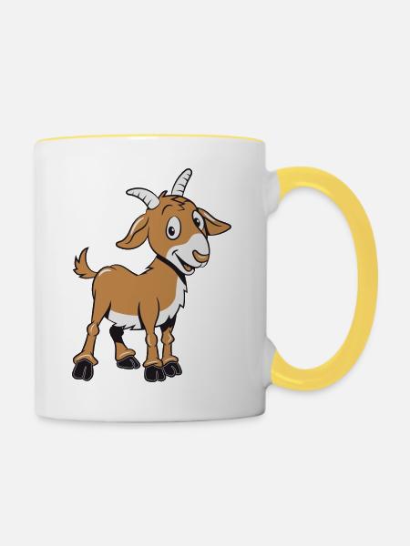 Ziege meckern lächeln - Tasse zweifarbig - Weiß/Gelb
