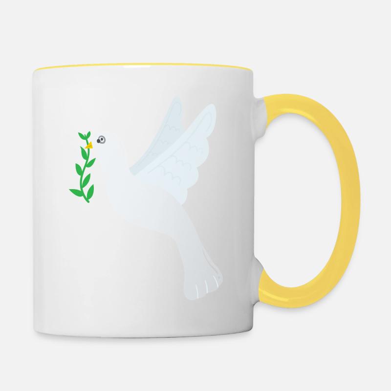 Colombe de la Paix - Mug contrasté - blanc/jaune