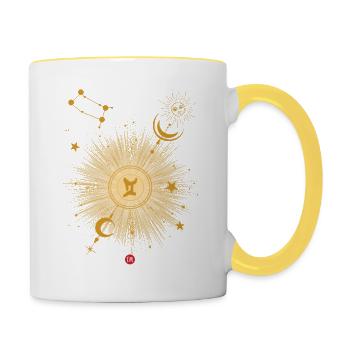 Zwillinge - Tasse zweifarbig - Weiß/Gelb - Rechts