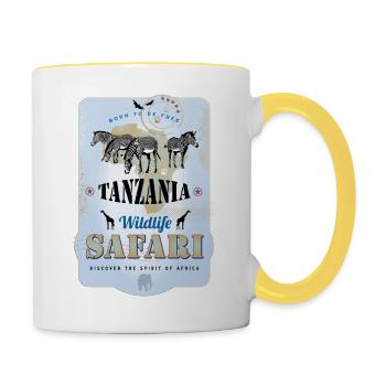 Zebras Wildlife Safari Tanzania Africa Adventure - Contrasting Mug - white/yellow - Right