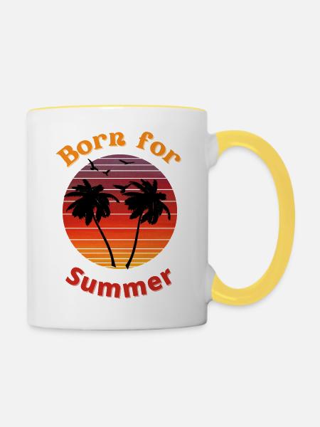 Born for summer - Tasse zweifarbig - Weiß/Gelb