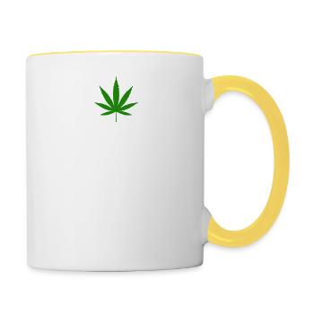 l’herbe me rend heureux cannabis marijuana - Mug contrasté - blanc/jaune - Droite