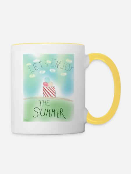 Lets enjoy the summer - Tasse zweifarbig - Weiß/Gelb
