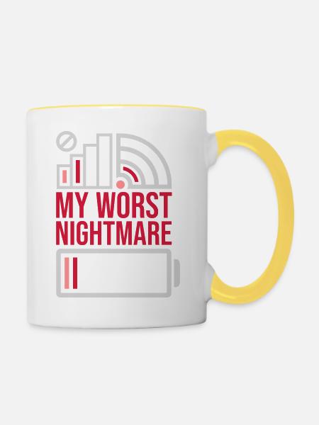 Icons my worst nightmare - Tasse zweifarbig - Weiß/Gelb