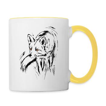 fox, red fox - Contrasting Mug - white/yellow - Right