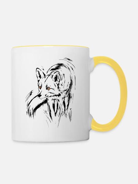 Fuchs, Rotfuchs - Tasse zweifarbig - Weiß/Gelb