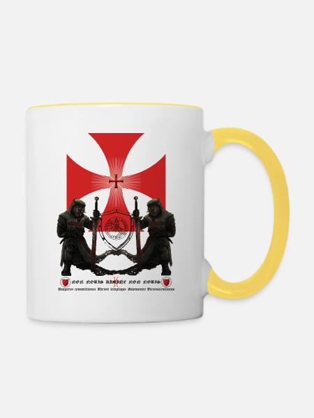 Templer mit Tatzenkreuz - Tasse zweifarbig - Weiß/Gelb