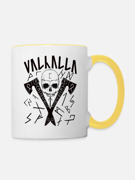 Valhalla Runes - Tasse zweifarbig - Weiß/Gelb