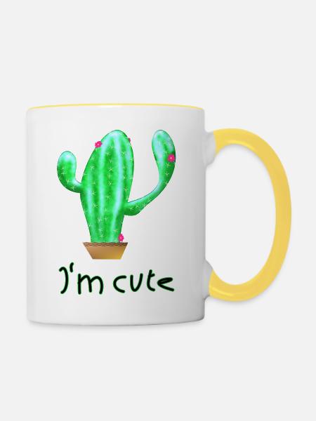 Kaktus - Tasse zweifarbig - Weiß/Gelb