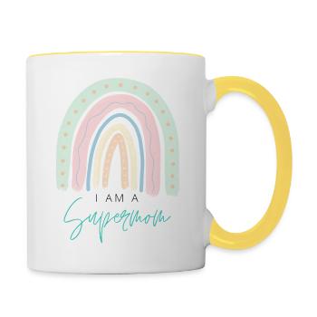 I Am A Supermom - Tasse zweifarbig - Weiß/Gelb - Rechts
