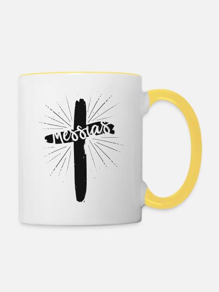 Messias - Tasse zweifarbig - Weiß/Gelb