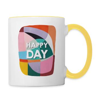 HAPPYDAY (EN ANGLAIS SEULEMENT) - Mug contrasté - blanc/jaune - Droite