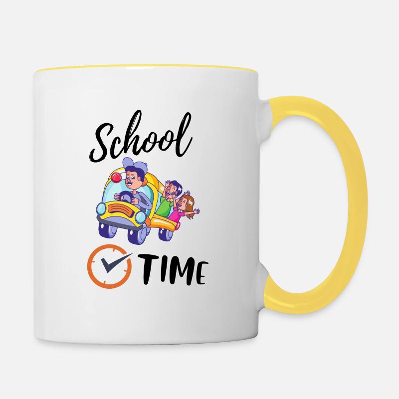 Schulzeit - Tasse zweifarbig - Weiß/Gelb