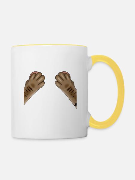 Katzen Pfoten - Tasse zweifarbig - Weiß/Gelb