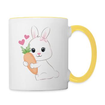 Rabbit with carrot Baby clothes Children's clothing - Contrasting Mug - white/yellow - Right