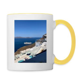 Holidays in Santorini - Contrasting Mug - white/yellow - Right