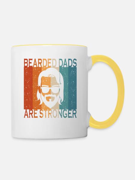 Bearded Dads Are Sronger - Tasse zweifarbig - Weiß/Gelb