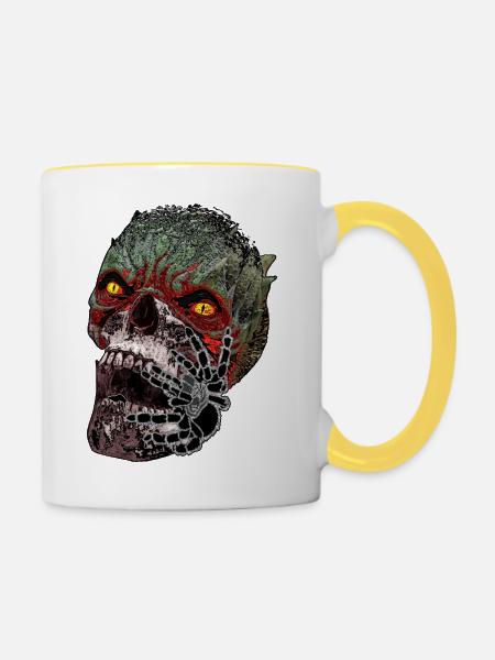 Halloween Gruselmonster - Tasse zweifarbig - Weiß/Gelb